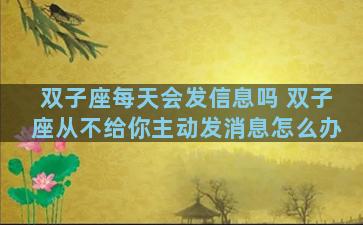 双子座每天会发信息吗 双子座从不给你主动发消息怎么办